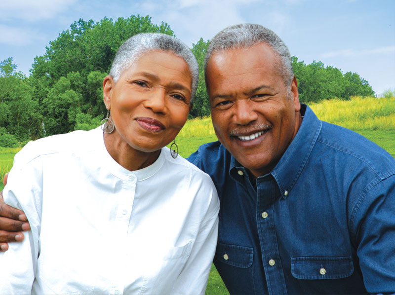 Smiling couple.